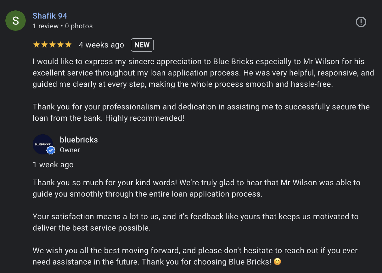Google review — BlueBricks debt consolidation client testimonial 2